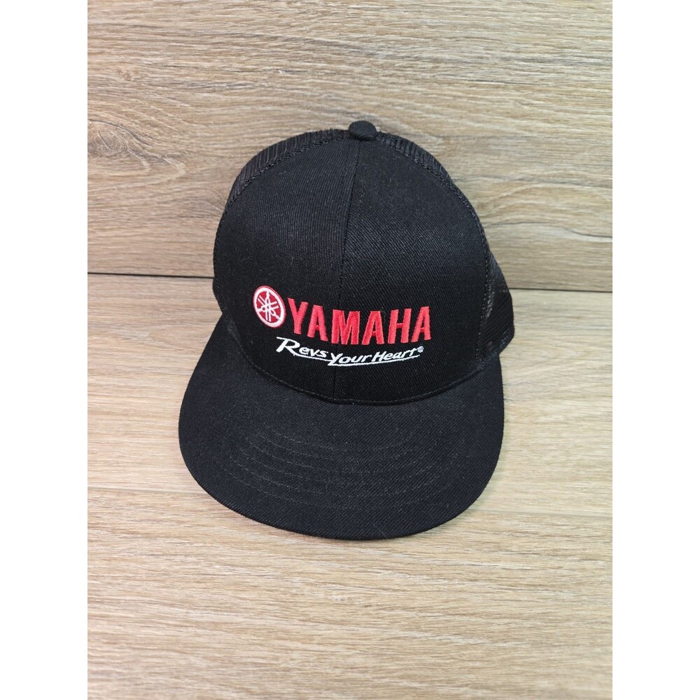 Yamaha Revs Your Heart Trucker Hat Black Mesh Back Adjustable Snapback -- New